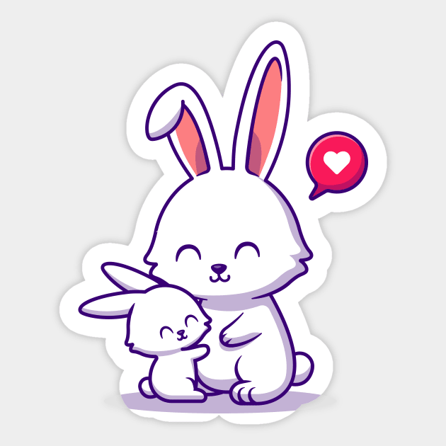 Rabbit Mother And Baby Rabbit Cartoon Sticker by Catalyst Labs